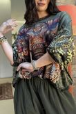 Lomi Mandala Stretch Velour Sweatshirt Olive